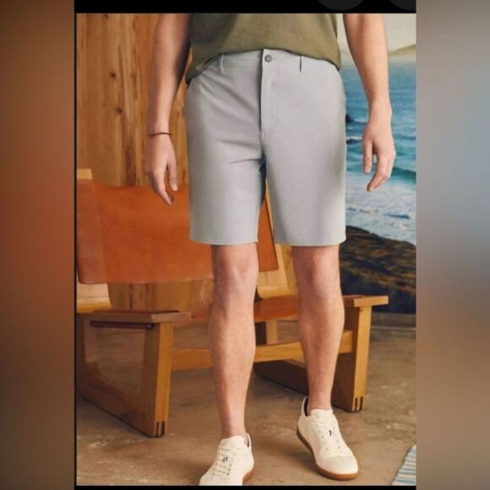 Faherty All Day Shorts Ice Gray Mens Sz 36‎ Performance Shorts Swim Trunks Combo